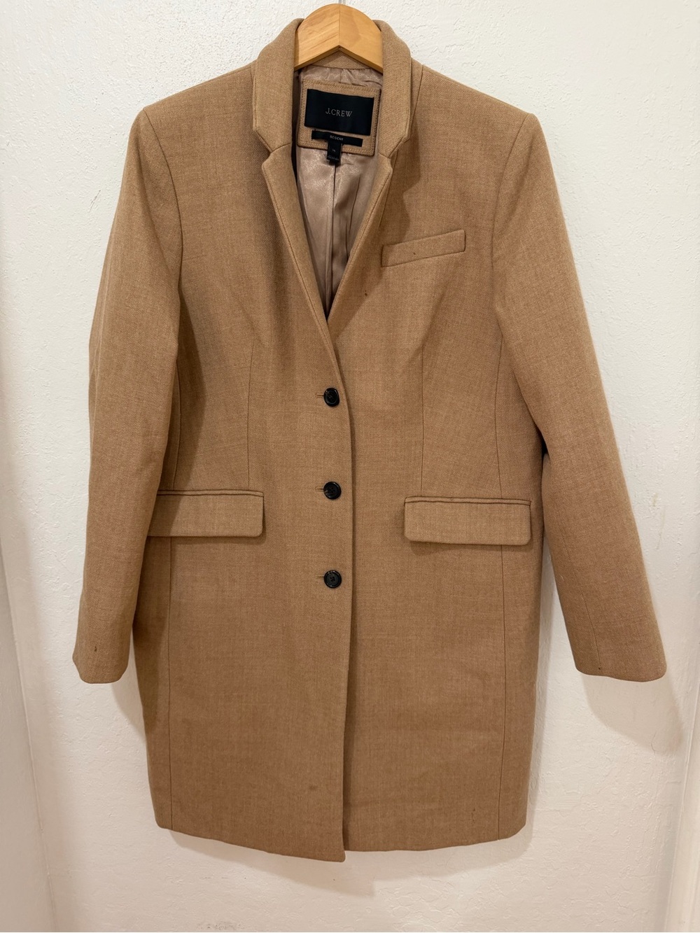 J. Crew Tailored Camel Wool-Blend Single-Breasted Coat
